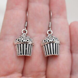 Silver Cupcake Earrings - Handmade & Hypoallergenic